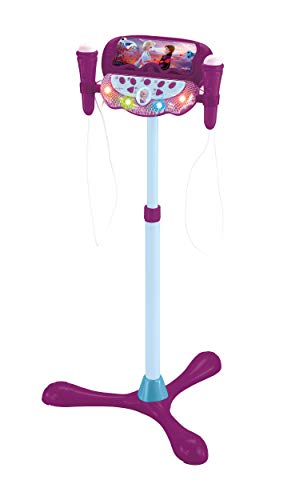 Lexibook S160FZ Disney Frozen Eiskönigin, Standlichtlautsprecher für Kinder, musikalisches Spiel, verstellbare Höhe, lichteffekte, 2 Mikrofone inklusive, MP3-Stecker, Audiokabel-Stecker, Blau, Lila von Lexibook