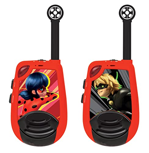 Lexibook, Miraculous Ladybug Cat Noir, Digitale Walkie-Talkies für Kinder, 2 km Reichweite, Morselichtfunktion, Gürtelclip für den Transport, batteriebetrieben, Rot, TW25MI von Lexibook