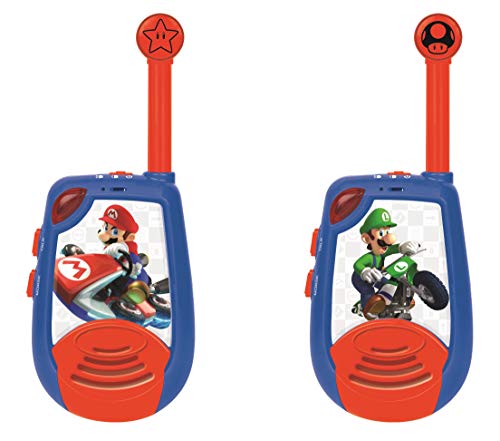 Lexibook, Mario Kart, Digitale Walkie-Talkies für Kinder, 2 km Reichweite, Morselichtfunktion, Gürtelclip für den Transport, batteriebetrieben, blau/rot, TW25NI von Lexibook