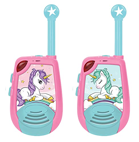 Lexibook, Einhorn, Digitale Walkie-Talkies für Kinder, 2 km Reichweite, Morselichtfunktion, Gürtelclip für den Transport, batteriebetrieben, Pink, TW25UNI von Lexibook