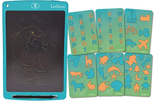 digitales elektronisches Zeichentablett, leichtes tragbares Magic Slate, mehrfarbiger Bildschirm zum Schreiben, 70 Schablonen, Stift, kreatives Lernspielzeug, 10 "/ 26 cm, batteriebetrieben, blau, von Lexibook