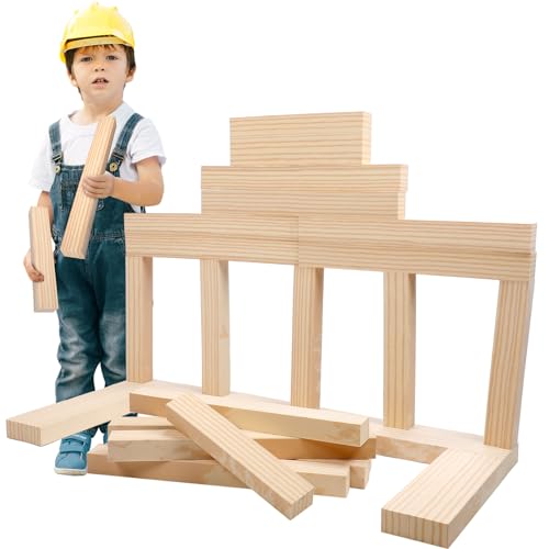 Leyndo 24 Stück Schaumstoff-Holzbalken, weiche Schaumstoffsteine, Bausteine, künstliche Ziegelsteine, riesige Schaumstoff-Bausteine, Stapelblock-Sets für Kinder, Kleinkinder, Konstruktion von Leyndo