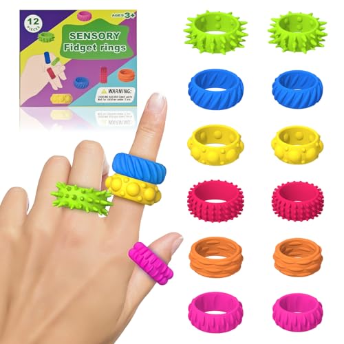 12 Stück Sensory Fidget Ringe, Zappelspielzeuge für Kinder, Anti Stress Spielzeug Stressabbau für Autismus, Fidget Squishy Toy Anxiety ADHD Toys 12 Stück Sensory Fidget Ringe, Zappelspielzeuge für Kinder, Anti Stress Spielzeug Stressabbau für Autismus, Fidget Squishy Toy Anxiety ADHD Toys von Lezehea