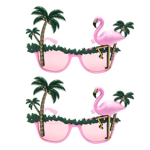 Lezevn 2 x Flamingo-Sonnenbrille für Hawaii-Partys, rosa Flamingo-Party-Brillen, Hawaii-Kostüm-Zubehör für Erwachsene von Lezevn