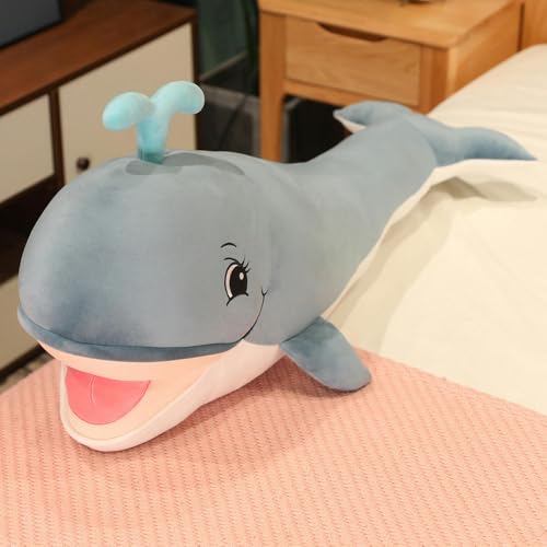 LfrAnk Weiche Wal Kissen Plüsch Spielzeug Puppe Blau Wal Puppe Mädchen Stoffpuppe Kinder Geburtstagsgeschenk 60CM 1 von LfrAnk