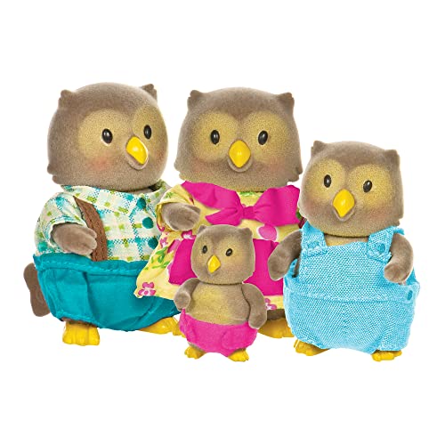 LI'L WOODZEEZ HCM Kinzel 43214 Figuren Eulen - Tierfamilie Whooswhoo - 4 weiche Tierfiguren OHNE Buch - Tiere im Set, Spielzeug für Kinder ab 3 Jahre, 6007Z, Mehrfarbig von Li'l Woodzeez