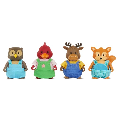 LI'L WOODZEEZ WZ6677Z HCM Kinzel 43244-Li'Woodzeez Figuren-Die Wald-Freunde-4 weiche Tierfiguren OHNE Buch-Tiere im Set, Spielzeug für Kinder ab 3 Jahre, Mehrfarbig von Li'l Woodzeez