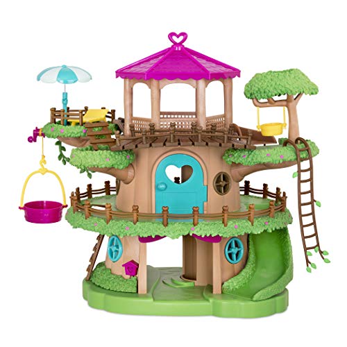 Li’l Woodzeez 22-teiliges Großes 48 cm Baumhaus Set mit Zubehör und 3 Stockwerken – Möbel, Aufzug, Rutsche und mehr – Spielzeug für Kinder ab 3 Jahren von Li'l Woodzeez