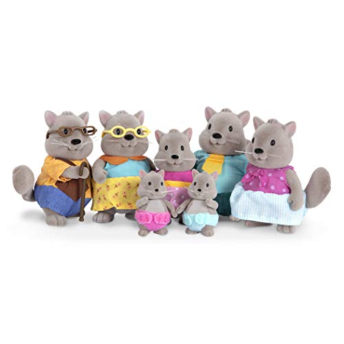 Li’l Woodzeez Eichhörnchen Tierfamilie Bustleberry – 7 weiche Tierfiguren mit Großeltern – Spielzeug Tiere Set (7 Teile) Spielzeug für Kinder ab 3 Jahren von Li'l Woodzeez