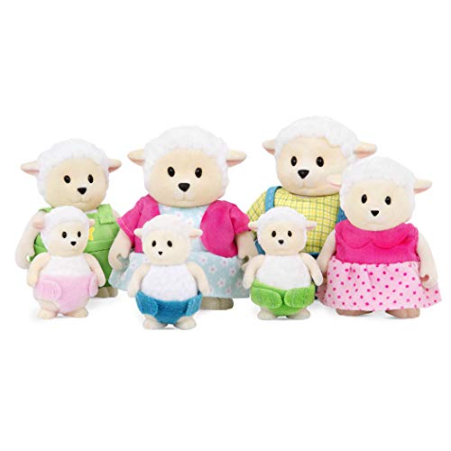 Li’l Woodzeez Figuren Schaf Tierfamilie Curlycuddles – 7 weiche Tierfiguren mit Eltern und Kindern –Tiere im Set (7 Teile) Spielzeug ab 3 Jahren von Li'l Woodzeez