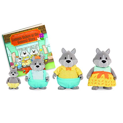 Li’l Woodzeez Figuren Wolf Tierfamilie Graypaws – 4 weiche Tierfiguren mit Bilderbuch auf Englisch – Tiere im Set, Spielzeug für Kinder ab 3 Jahren von Li'l Woodzeez