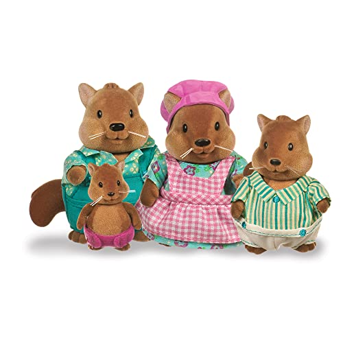 LI'L WOODZEEZ HCM Kinzel 43215 Figuren Eichhörnchen - Tierfamilie Bushytail - 4 weiche Tierfiguren OHNE Buch - Tiere im Set, Spielzeug für Kinder ab 3 Jahre, 6008Z, Mehrfarbig von Li'l Woodzeez