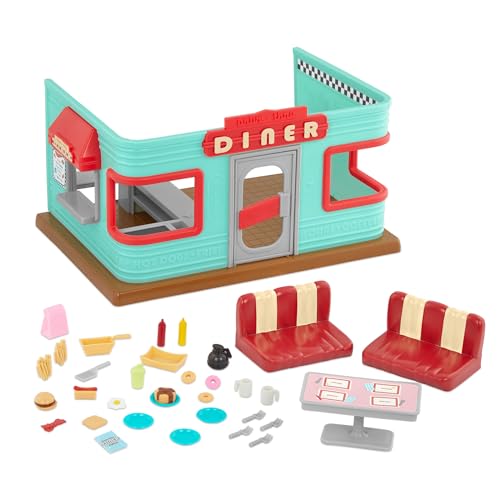 Li'l Woodzeez Spielzeug Spielset - Restaurant Spielset - Spielset für kleine Figuren - Diner Spielset - Kleines Spielset mit Zubehör - Li'l Knabbereien Drive Thru Diner von Li'l Woodzeez