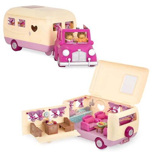 Li’l Woodzeez – Spielzeug Wohnmobil – Auto – Spielset für Kinder – Möbel, Essen, Geschirr – ab 3 Jahren – Happy Camper von Li'l Woodzeez