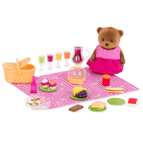 Li’l Woodzeez 29-teilig Bär beim Picknick im Park Figur und Zubehör Set – weiche Tierfigur, Korb, Essen und mehr – Spielzeug für Kinder ab 3 Jahren von Li'l Woodzeez