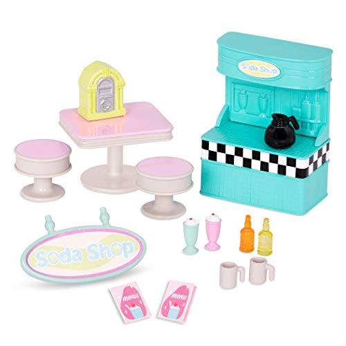 Li'l Woodzeez WZ6592Z Li'l Woodzeez-43266-Honeysuckle Soda Shop-Zubehör Puppen, Einkaufsladen-für Kinder ab 3 Jahren, Mehrfarbig von Li'l Woodzeez