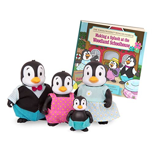 Li'l Woodzeez WZ6762C6SZ Li’l Woodzeez Tierfamilie Toddlewaddle – 4 kleine Tierfiguren mit Bilderbuch auf Englisch – Tiere im Set – Spielzeug für Kinder ab 3 Jahren – Pinguine Spielfiguren, Multi von Li'l Woodzeez