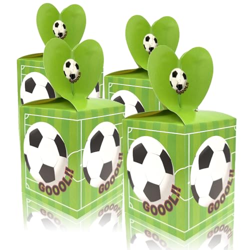 LiHuoRi Fußball Süßigkeiten Boxen 12 Stück,Fußball Süßigkeiten Box Geschenkboxen,Fußball Party Süßigkeiten Taschen,Fußball Papier Kuchen Taschen, Geschenkbo Kindergeburtstag Party Fußballpartys von LiHuoRi