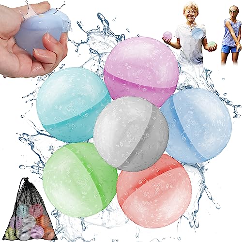 LiHuoRi Wasserbomben, Wasserbomben Wiederverwendbar, 6pcs Wiederverwendbar Wasserballons, Wasserbomben Water Balloons, Silikon-Wasserballons Wasserspielzeug für Wasserpark, Party, Pool, Familienspiel von LiHuoRi