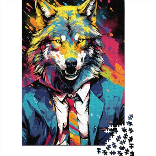 1000 Teile Puzzle für Erwachsene, Geschenke für Bunte Doodle-Wolf-Puzzles für Erwachsene, Holzpuzzle, Lernspiel für Erwachsene und Kinder, 50 x 75 cm von LiJianXXE