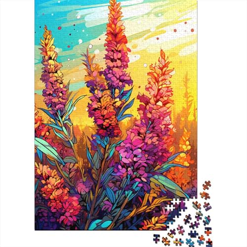 1000 Teile Puzzle für Erwachsene, Geschenke für Bunte psychedelische Blumen, Puzzle für Erwachsene, Holzpuzzle, Lernspiel für Erwachsene und Kinder, 50 x 75 cm von LiJianXXE