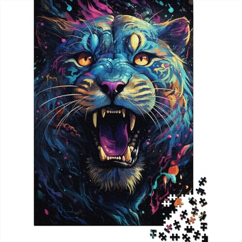 1000 Teile Puzzle für Erwachsene, Geschenke für Erwachsene, Bunte Psychedelie süßer Kleiner kosmischer Leoparden, Puzzle für Erwachsene, Holzpuzzle, Lernspiel für Erwachsene und Kinder, 50 x 75 cm von LiJianXXE