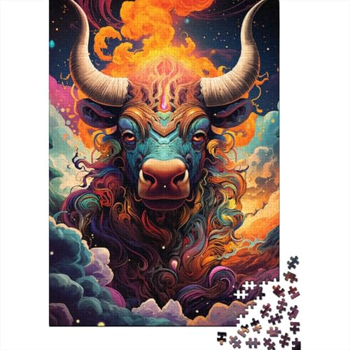 1000 Teile Puzzle für Erwachsene, Geschenke für Erwachsene, Bunte psychedelische Kuh aus der Zukunft, Puzzle für Erwachsene, Holzpuzzle, Lernspiel für Erwachsene und Kinder, 50 x 75 cm von LiJianXXE