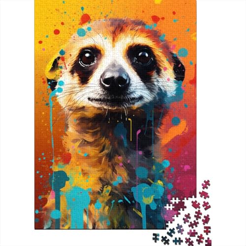 1000-teiliges Erdmännchen-Puzzle für Erwachsene, farbenfrohes Holzpuzzle, pädagogisches Denkspiel, lustiges Familienspiel (Größe 75 x 50 cm) von LiJianXXE