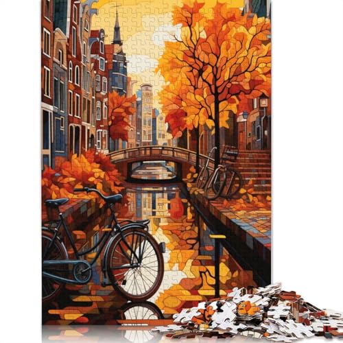 1000-teiliges Holzpuzzle Fahrrad auf der Brücke, Puzzle für Erwachsene, Holzpuzzle, Lernspiel, Größe: 75 x 50 cm von LiJianXXE