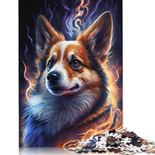 1000-teiliges Kartonpuzzle Feuertier Corgi, Puzzle für Erwachsene, Kartonpuzzle, Lernspiele für Erwachsene und Kinder (Größe 38 x 26 cm) von LiJianXXE