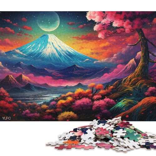 1000-teiliges Puzzle, Art Japan Mount Fuji, Puzzle für Erwachsene, Holzpuzzle, Spielzeug, Wanddekoration 75x50cm/1000 Stück von LiJianXXE