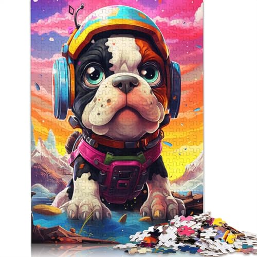 1000-teiliges Puzzle, Bulldoggen-Roboter-Puzzle für Erwachsene, Kartonpuzzle, dekomprimierendes geistiges Lernspielzeug, 38 x 26 cm von LiJianXXE