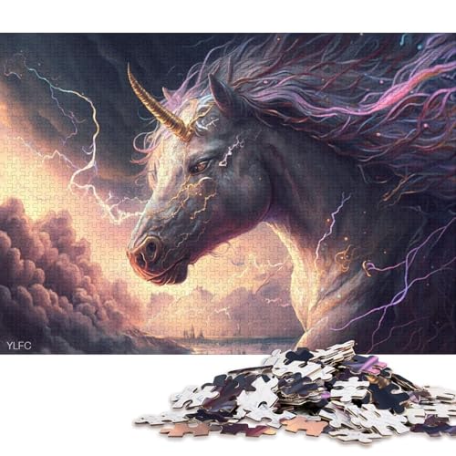 1000-teiliges Puzzle, Einhorn-Kunstpuzzle für Erwachsene, Holzpuzzle, Spielzeug, Wanddekoration 75x50cm/1000 Stück von LiJianXXE