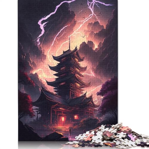 1000-teiliges Puzzle, Fantasie-Puzzle mit japanischem Tempel, Puzzles für Karton, Lernspiel, Herausforderungsspielzeug, Größe: 38 x 26 cm von LiJianXXE