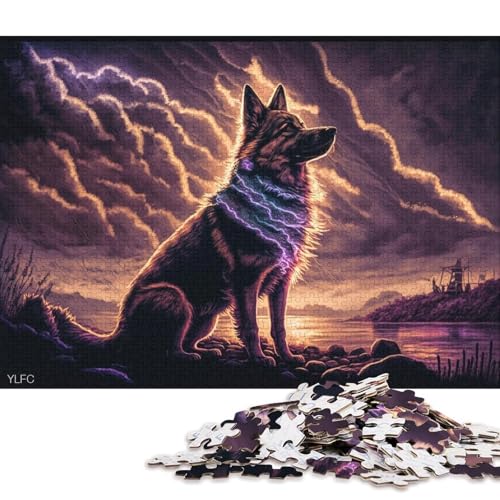 1000-teiliges Puzzle, Fantasy-Kunst, Deutscher Schäferhund, Puzzle für Erwachsene, Holzpuzzle, Spielzeug, Wanddekoration 75x50cm/1000 Teile von LiJianXXE