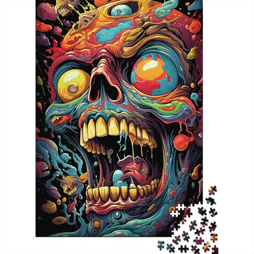 1000-teiliges Puzzle, Farbmalerei, Totenkopf-Puzzle für Erwachsene, Holzpuzzle, Lernspiel für Erwachsene und Kinder, 50 x 75 cm von LiJianXXE