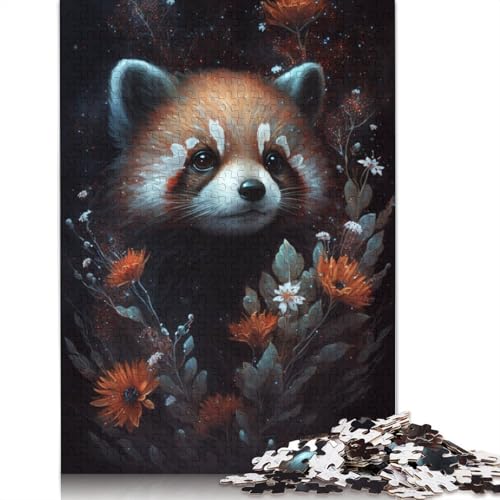 1000-teiliges Puzzle, Galaxie, Roter Panda, Blumen-Puzzle für Erwachsene, Kartonpuzzle, schwierig und herausfordernd, Größe: 38 x 26 cm von LiJianXXE