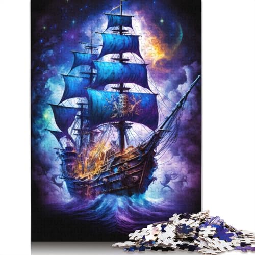 1000-teiliges Puzzle, Galaxie-Piratenschiff-Puzzle für Erwachsene, Holzpuzzle, Heimdekoration (Größe 75 x 50 cm) von LiJianXXE