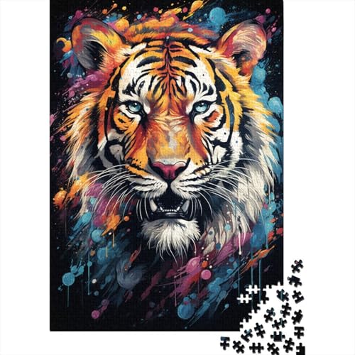 1000-teiliges Puzzle, Gemälde, Farbtiger, Puzzle für Erwachsene, Holzpuzzle, Lernspiel, Herausforderungsspielzeug, 50 x 75 cm von LiJianXXE