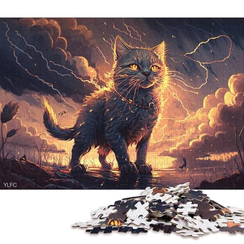 1000-teiliges Puzzle, Kunst, Tier, Katze, Puzzle für Erwachsene, Holzpuzzle, Spielzeug, Wanddekoration 38x26cm/1000 Stück von LiJianXXE