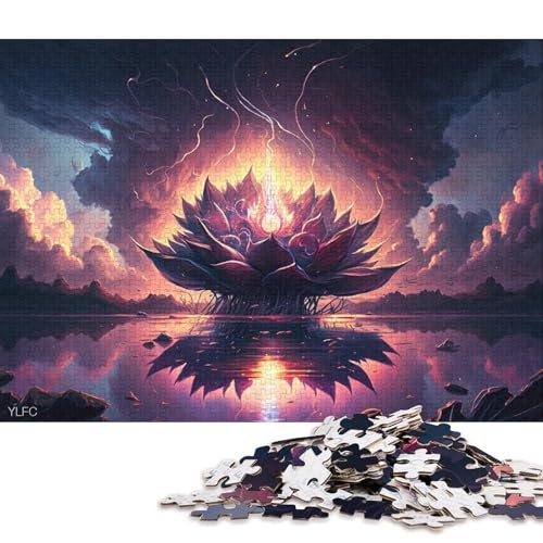 1000-teiliges Puzzle, Kunst-Lotusblumen-Puzzle für Erwachsene, Holzpuzzle, Spielzeug, Wanddekoration 75x50cm/1000 Stück von LiJianXXE