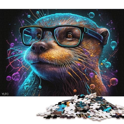 1000-teiliges Puzzle, Lernspiele, Bunter Otter mit Brille, Puzzle für Erwachsene, Puzzle aus Holz, Lernspielzeug, Familienspiele (Größe 75 * 50 cm) von LiJianXXE