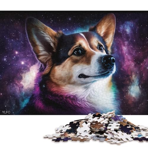 1000-teiliges Puzzle, Lernspiele, Cosmic Art Corgi-Puzzles für Erwachsene, Puzzle aus Pappe, Lernspielzeug, Familienspiele (Größe 38 * 26 cm) von LiJianXXE