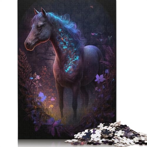 1000-teiliges Puzzle, Lernspiele, Einhorn-Blumen-Galaxie-Puzzle für Erwachsene, Holzpuzzle für Familienspaß und Spieleabend, Größe: 75 x 50 cm von LiJianXXE