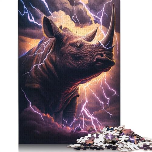 1000-teiliges Puzzle, Lernspiele, Fantasie-Tier-Nashorn-Puzzle für Erwachsene, Holzpuzzle für Familienspaß und Spieleabend, Größe: 75 x 50 cm von LiJianXXE