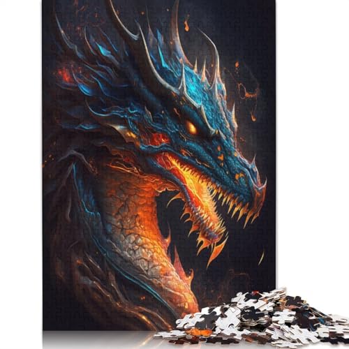 1000-teiliges Puzzle, Lernspiele, Fliegender Drache, Feuer-Puzzle für Erwachsene, Holzpuzzle für Familienspaß und Spieleabend, Größe: 75 x 50 cm von LiJianXXE