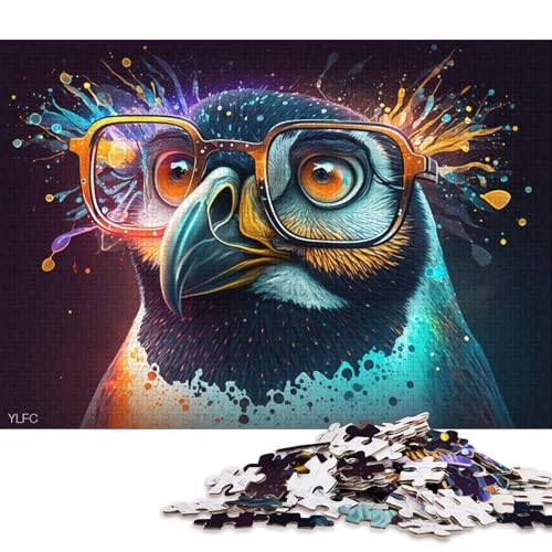 1000-teiliges Puzzle, Lernspiele, Pinguin mit Brille, Puzzle für Erwachsene, Holzpuzzle, Lernspielzeug, Familienspiele (Größe 75 * 50 cm) von LiJianXXE