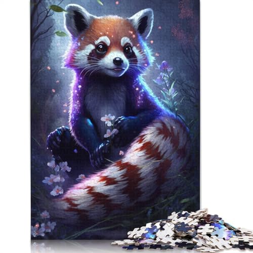 1000-teiliges Puzzle, Lernspiele, Roter Panda, Blumengalaxie-Puzzle für Erwachsene, Kartonpuzzle für Familienspaß und Spieleabend, Größe: 38 x 26 cm von LiJianXXE