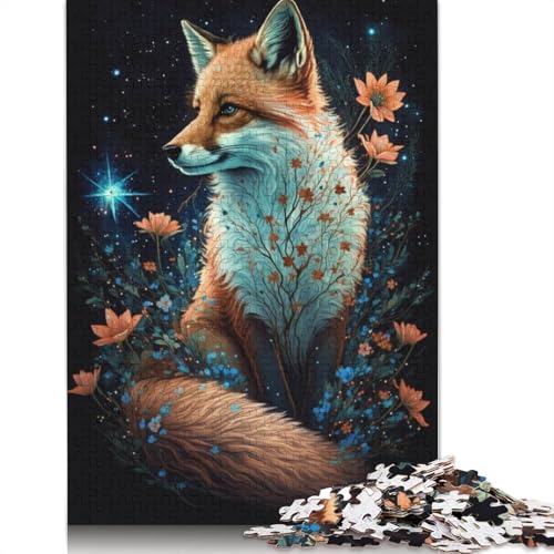 1000-teiliges Puzzle, Lernspiele, Weltraumfuchs und Blumen, Puzzle für Erwachsene, Papppuzzle für Familienspaß und Spieleabend, Größe: 38 x 26 cm von LiJianXXE