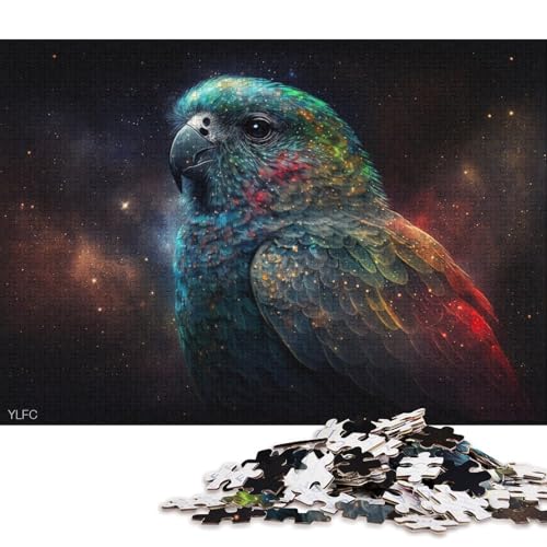 1000-teiliges Puzzle, Lernspiele, kosmischer Galaxie-Papagei, Puzzle für Erwachsene, Holzpuzzle, Lernspielzeug, Familienspiele (Größe 75 * 50 cm) von LiJianXXE